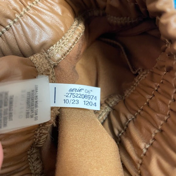 Aerie Offline Tan Brown Faux Leather Wide Leg Pants Size SMALL - Picture 5 of 5